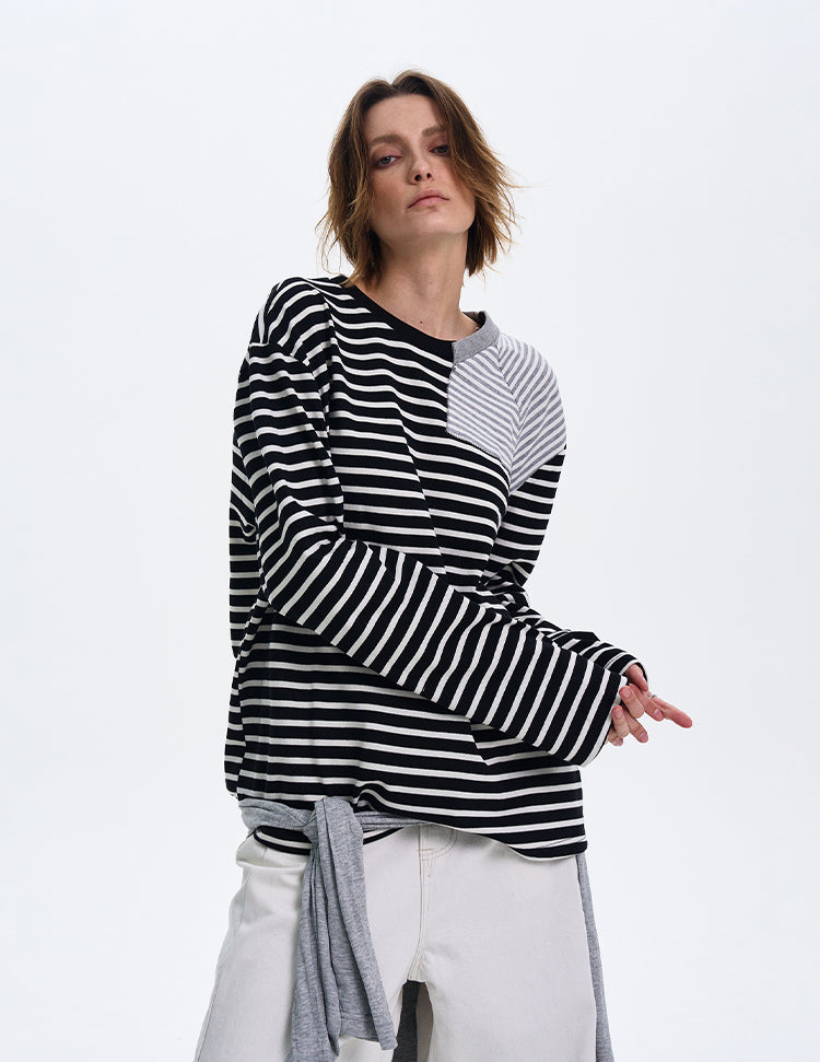 MADWITCH STRIPED CONTRAST LONG SLEEVE #SD12