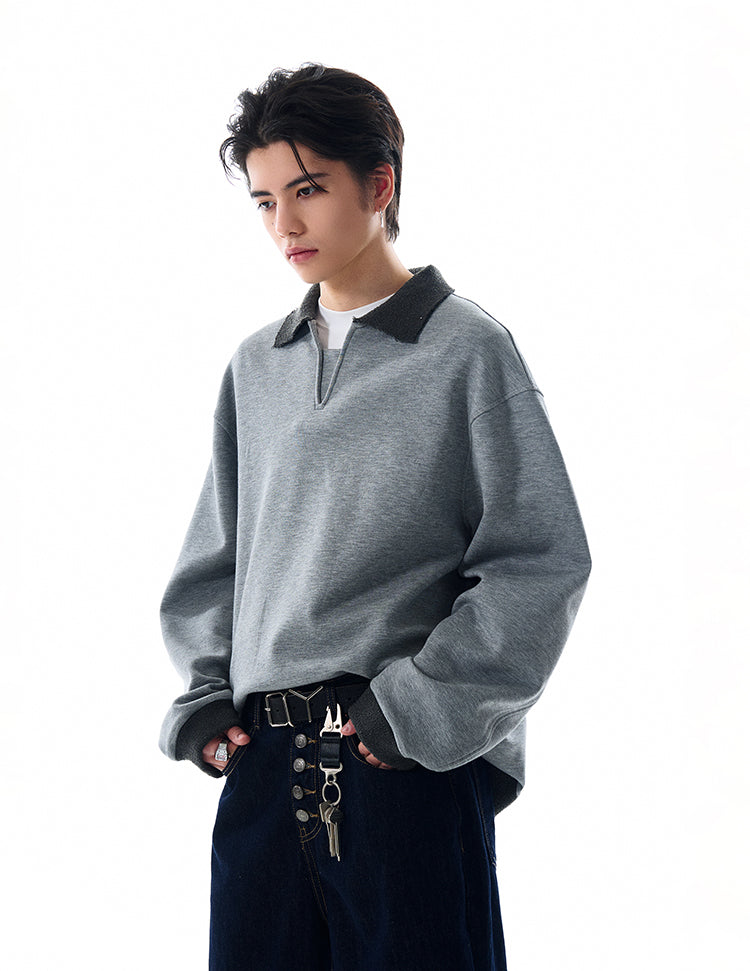 MADWITCH V-NECK MINIMALIST SWEATSHIRT #L567