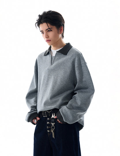 MADWITCH V-NECK MINIMALIST SWEATSHIRT #L567