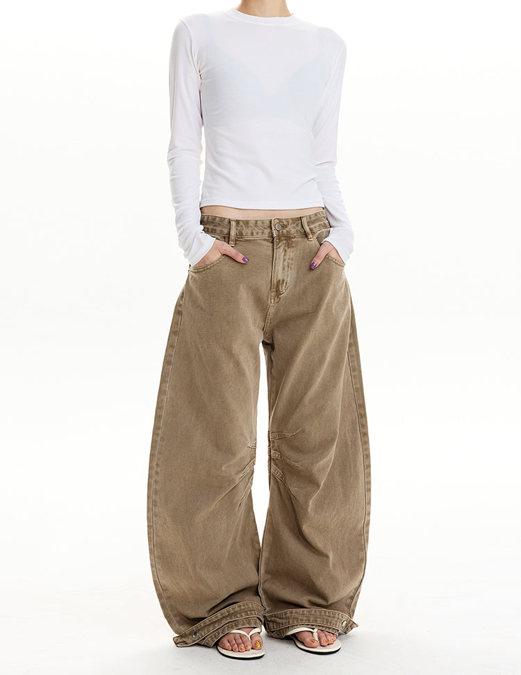 MADWIT DECONSTRUCTED WASHED WIDE PANTS#Z055