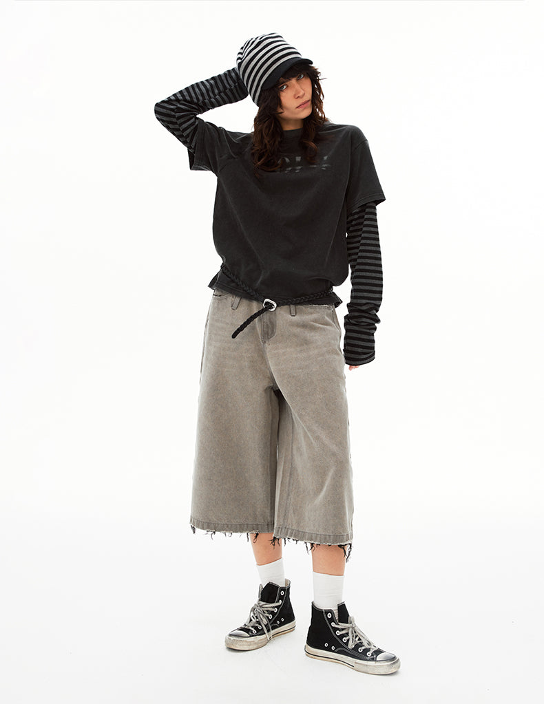 MADWIT FRAYED WASHED JEANS #K731