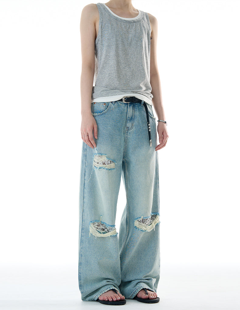 MADWITCH STRAIGHT LEG RIPPED JEANS #CK9579