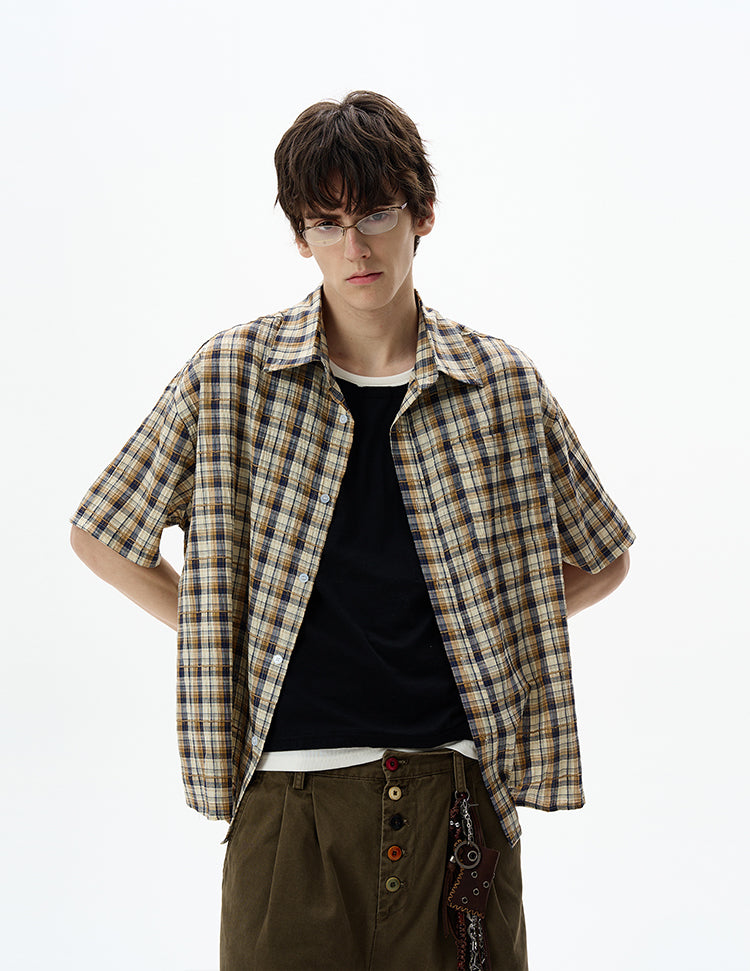 MADWITCH CONTRAST CHECKERED SHIRT #CR251