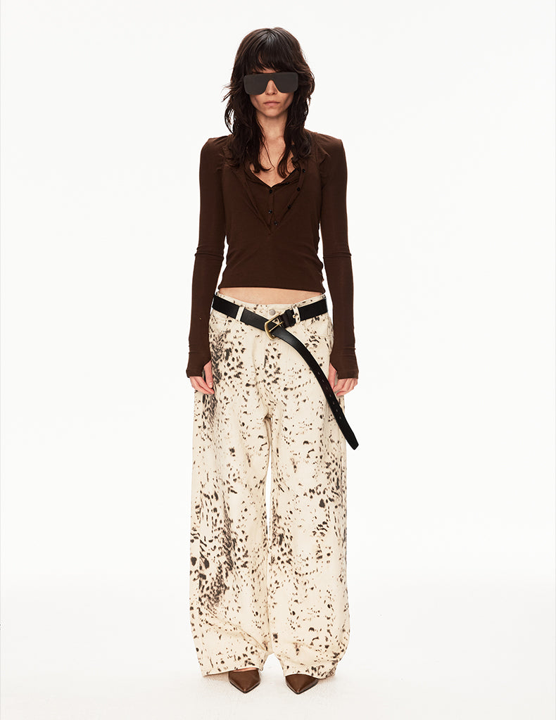 MADWIT LEOPARD PRINT JEANS #DR6998