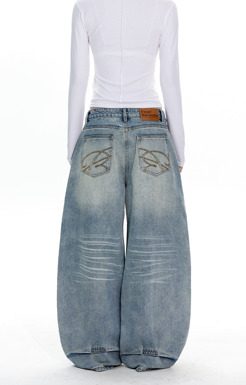 MADWITCH EMBROIDERED WIDE LEG JEANS #5031