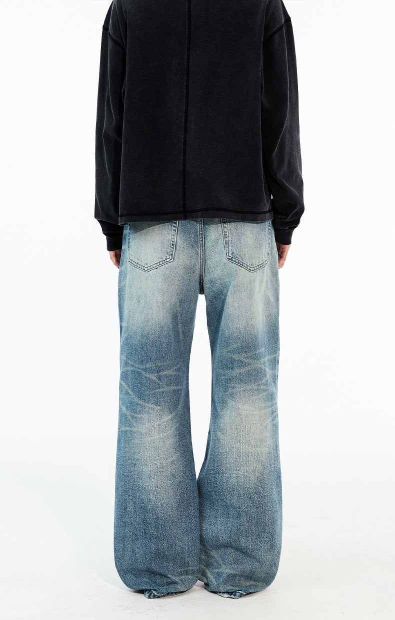 MADWITCH FADED WASH STRAIGHT LEG JEANS #GPC9758