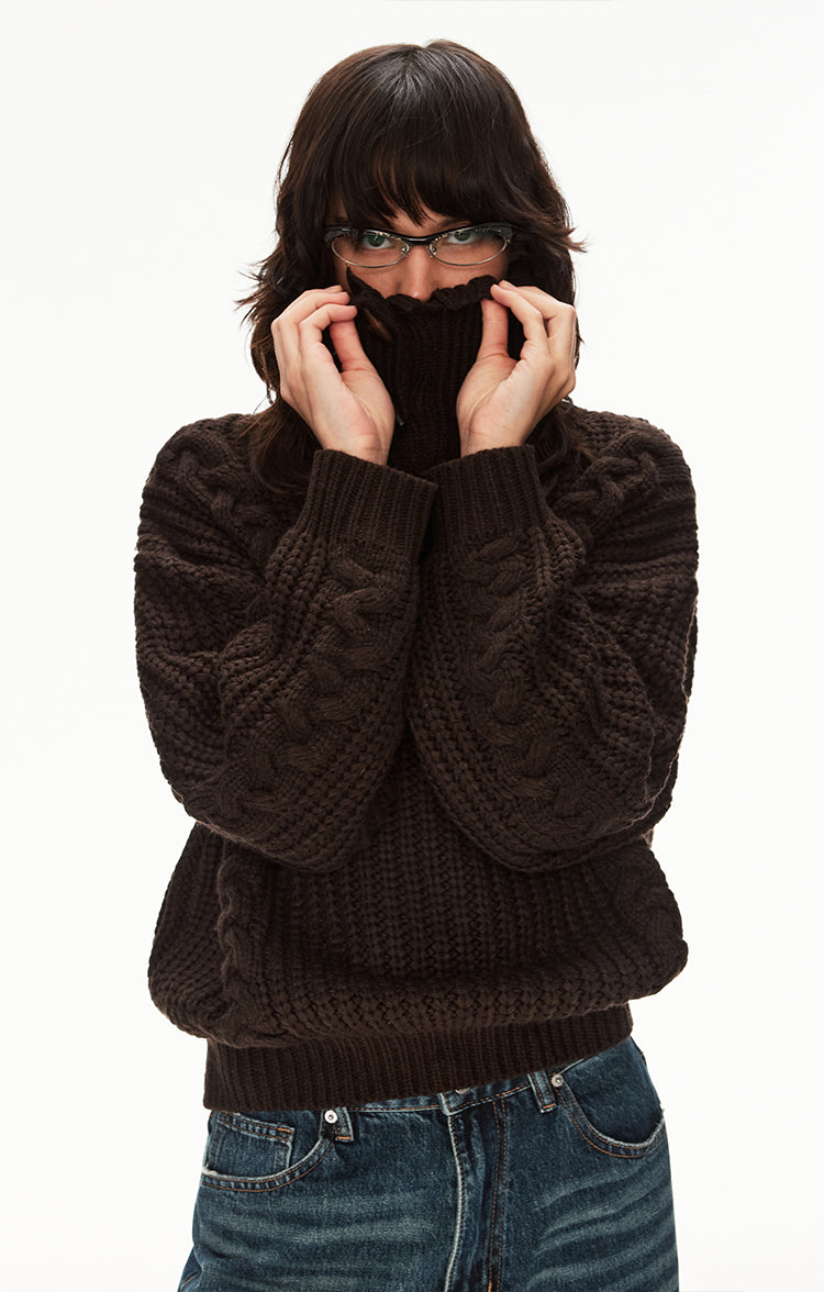 MADWITCH CABLE KNIT STAND COLLAR SWEATER #MY25612