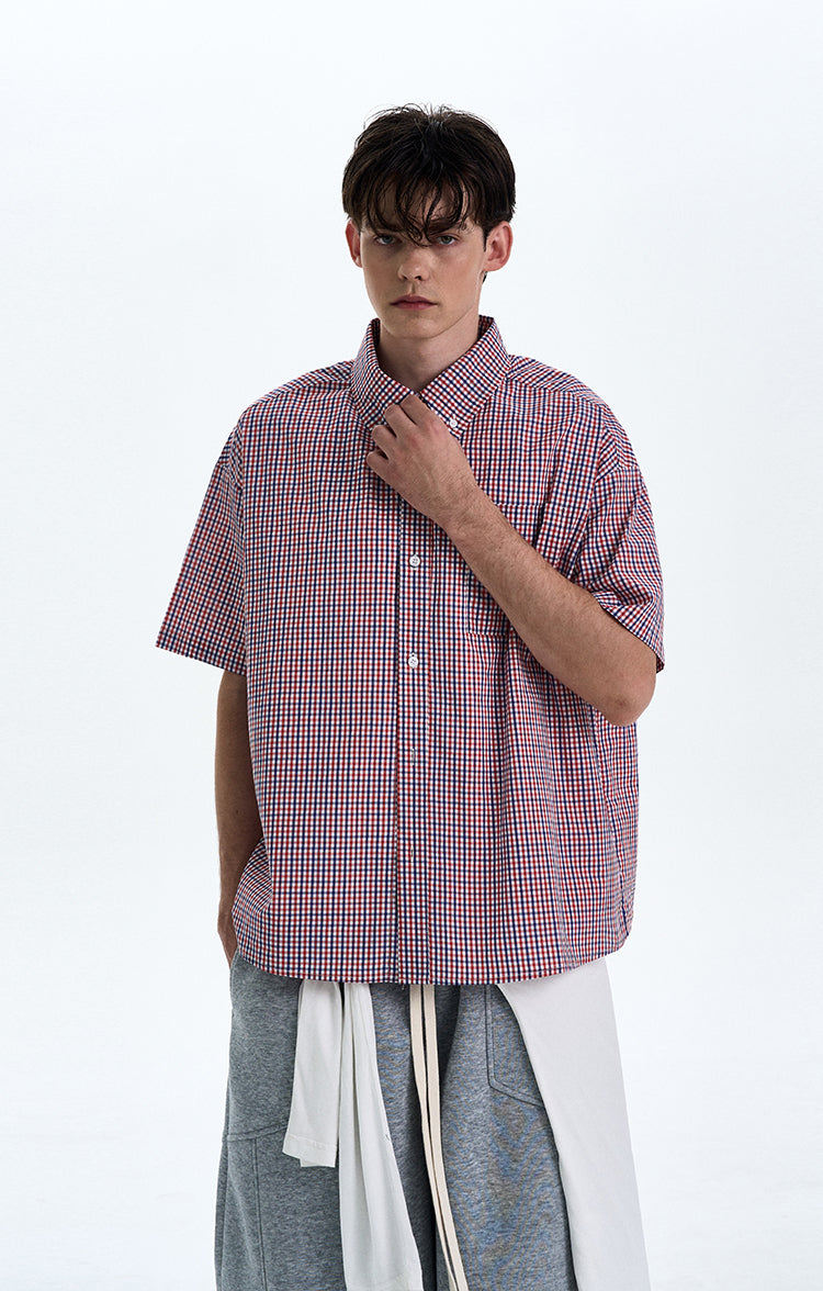 MADWITCH CHECKERED SHORT SLEEVE SHIRT #CR217