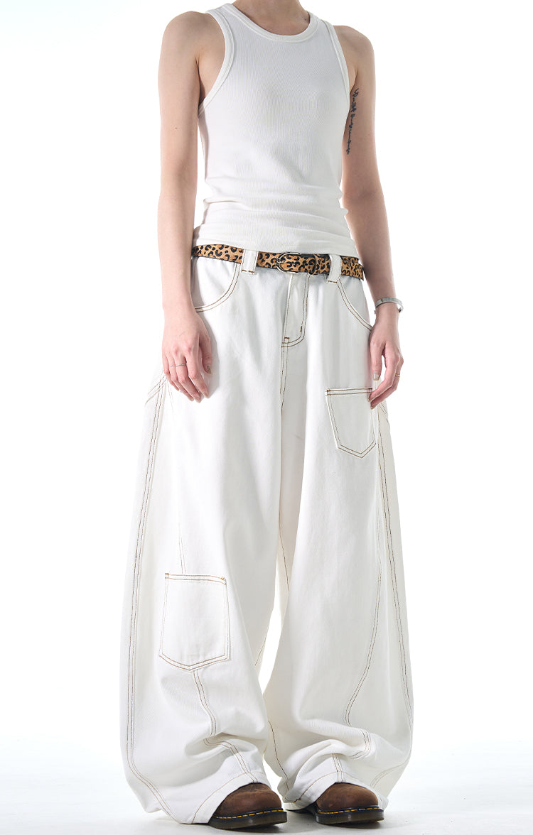 MADWITCH DESIGNER-STYLE WIDE-LEG JEANS #L665