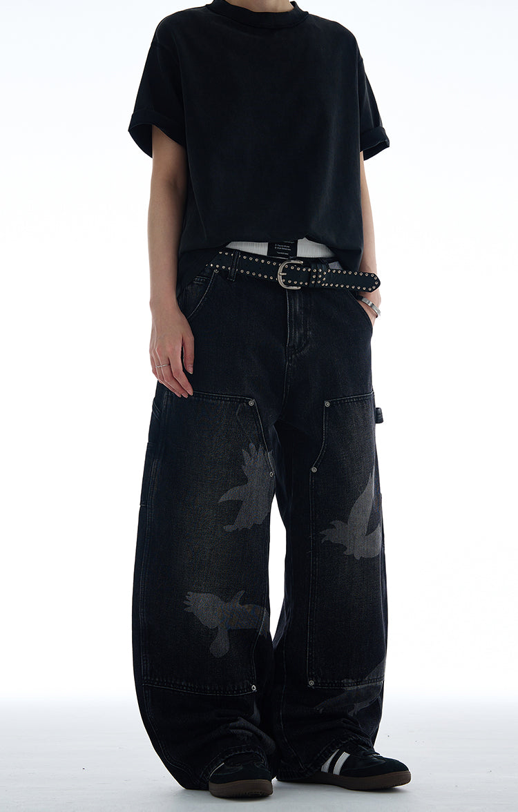 MADWITCH AMERICAN STYLE PEACE DOVE PRINT DENIM JEANS #CK9575