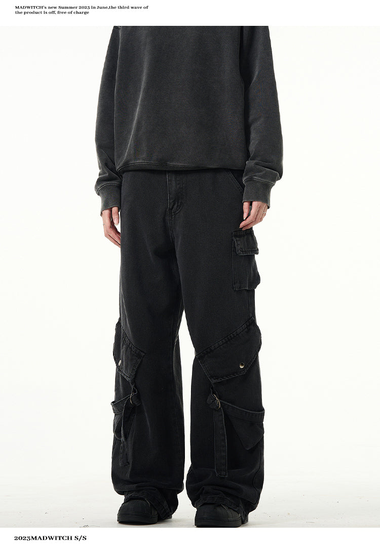 MADWITCH EDGY CROPPED CARPENTER PANTS #F9025