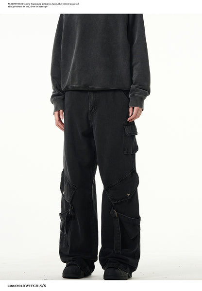 MADWITCH EDGY CROPPED CARPENTER PANTS #F9025