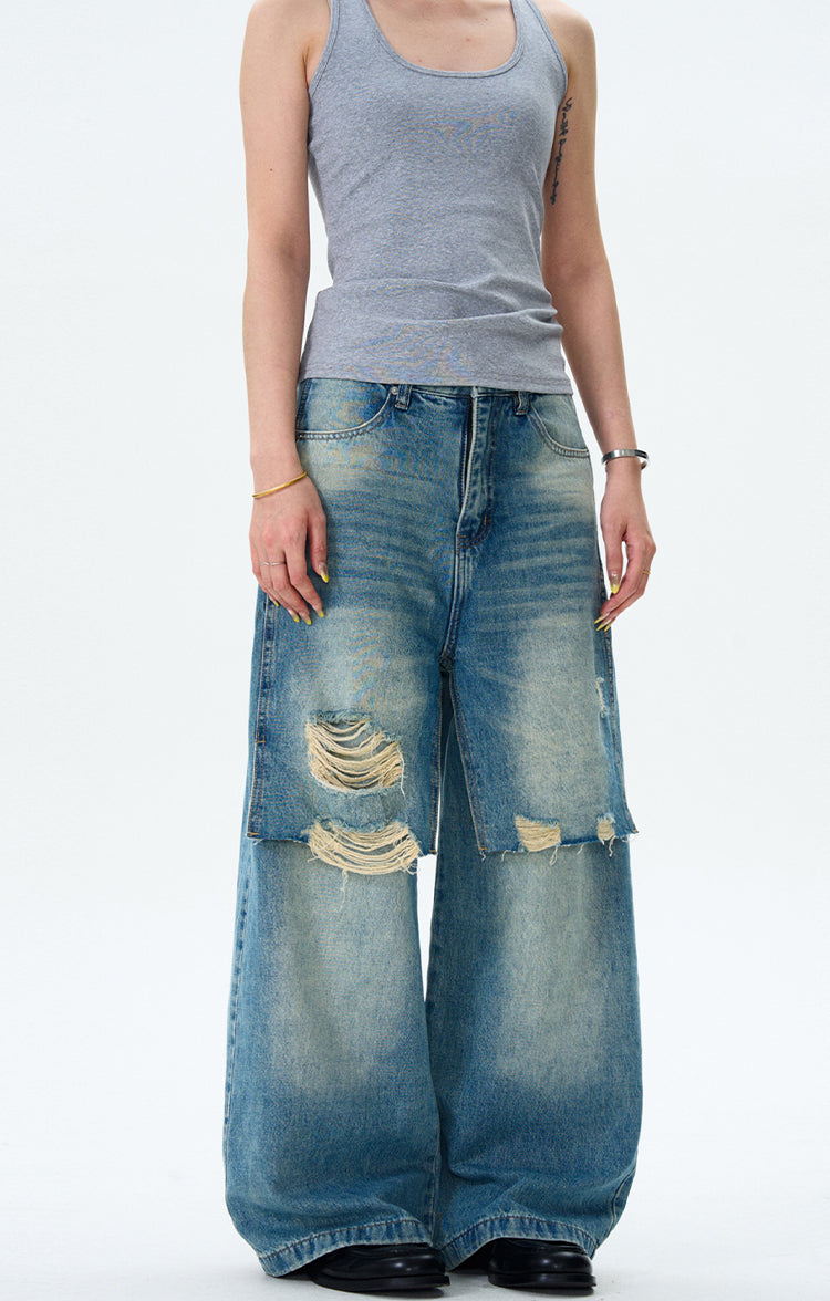 MADWITCH PATCHWORK DISTRESSED JEANS #CK1168