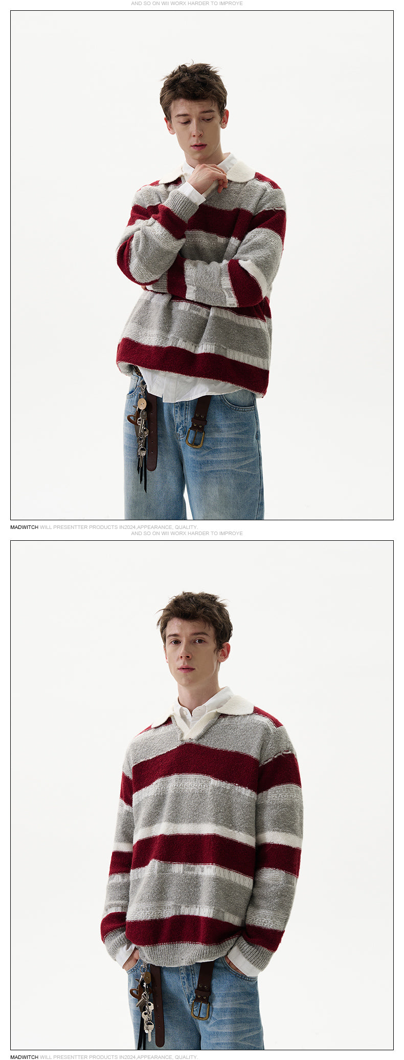 MADWITCH IRREGULAR STRIPED SWEATER #G840