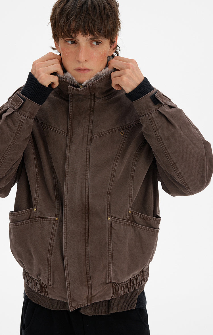 MADWITCH DETACHABLE FUR COLLAR WORK PARKA #990998