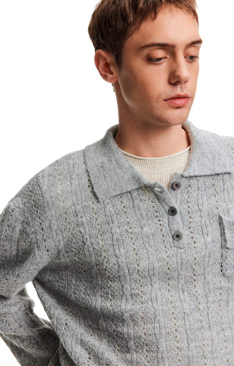 MADWITCH EYELET HENLEY TOP #C2510Q25