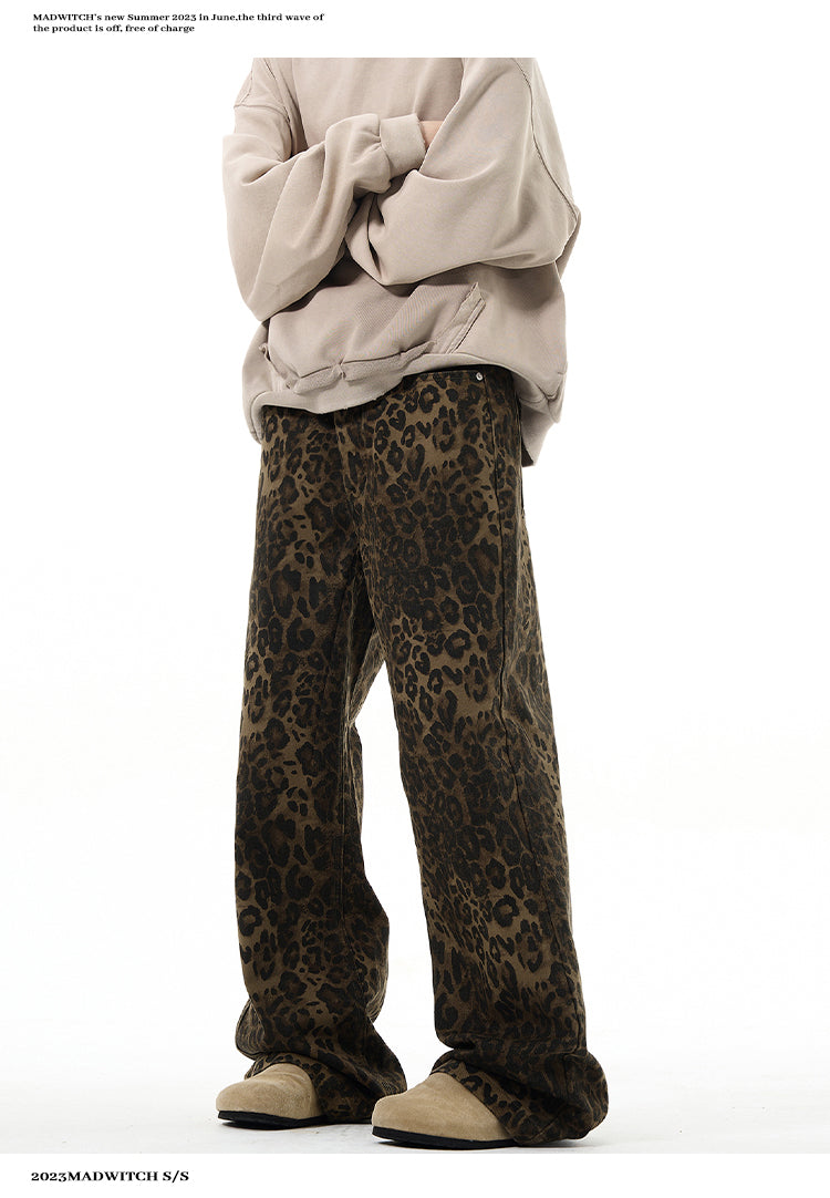 MADWITCH LEOPARD PRINT CASUAL PANTS #WH6854