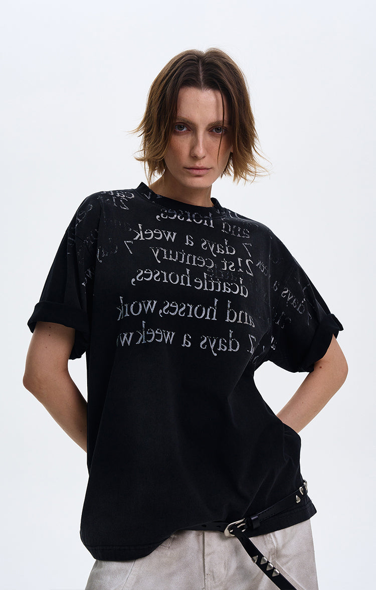 MADWITCH GRADIENT LETTER PRINT T-SHIRT #MD4150