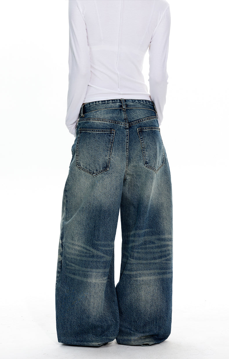 MADWITCH TURNED-UP WAIST WASHED JEANS #GPC9736