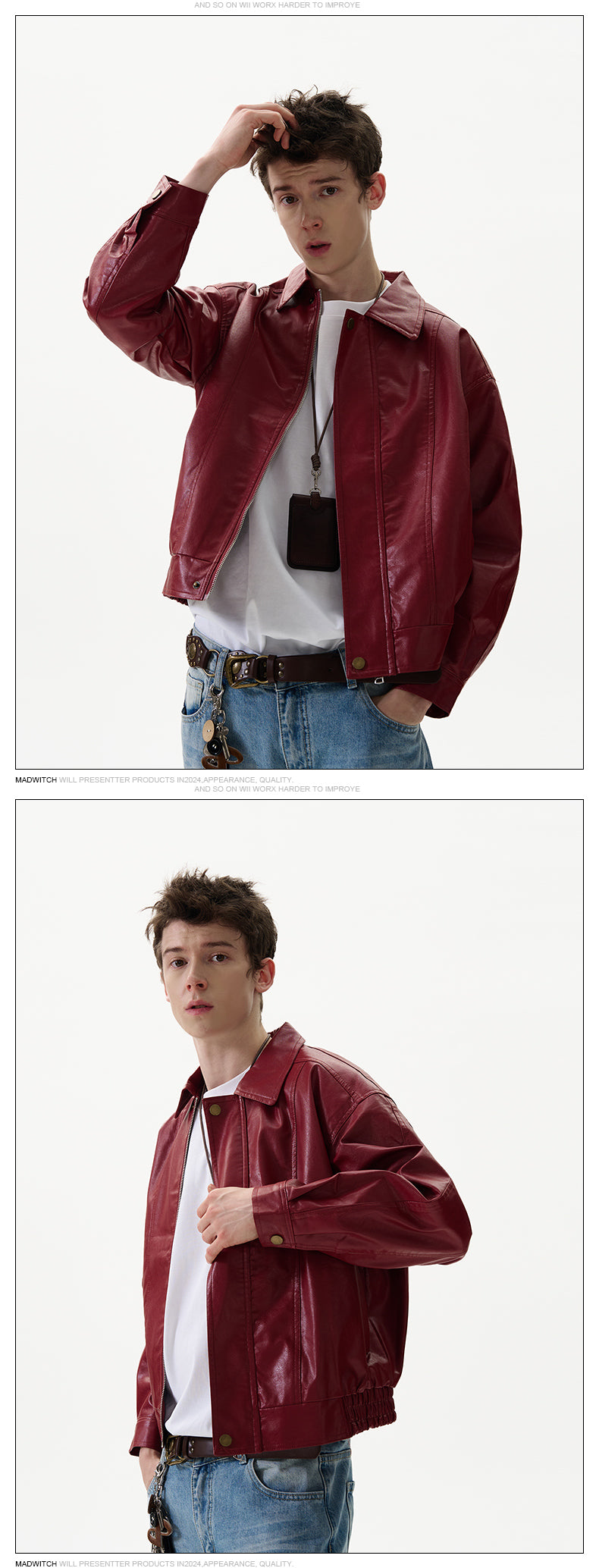 MADWITCH ANKLE-RED LEATHER JACKET #W38