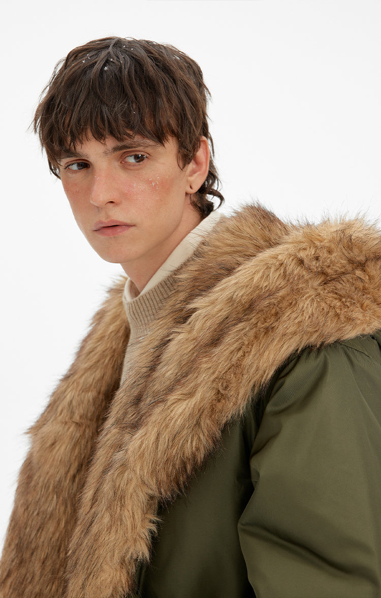 MADWITCH FAUX FUR COLLAR PUFFER JACKET #BM334