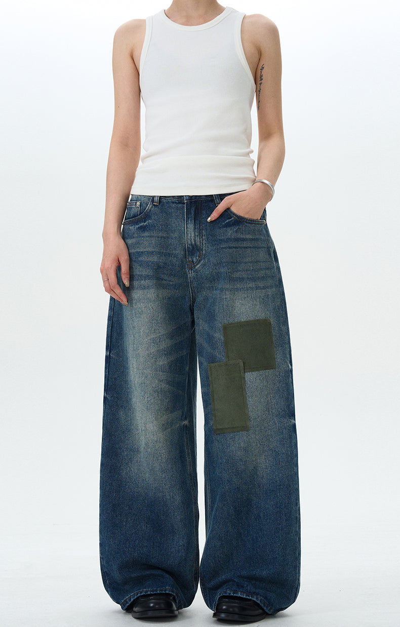 MADWITCH PATCHWORK WASHED DENIM JEANS #DR6201