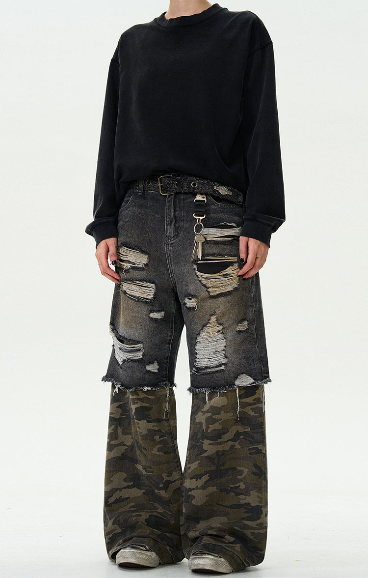 MADWITCH PATCHWORK DISTRESSED DENIM #G6605