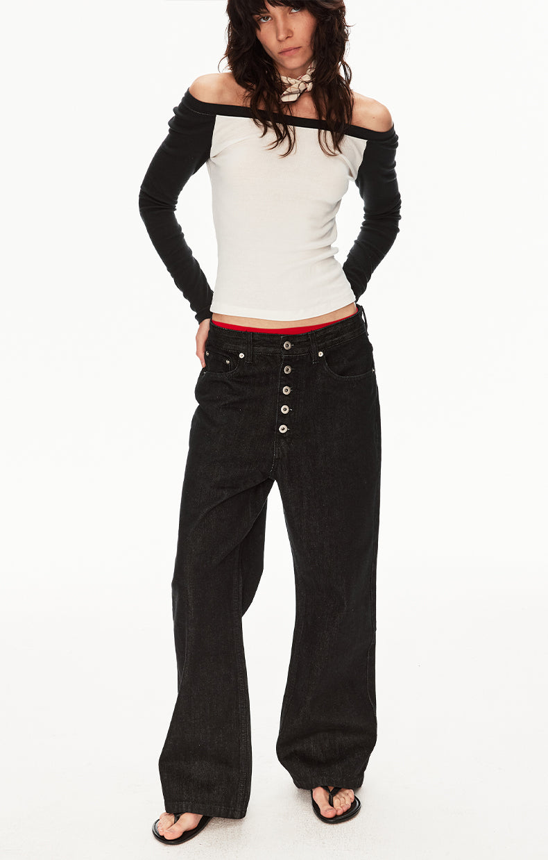 MADWIT VINTAGE BUTTON JEANS #G6969