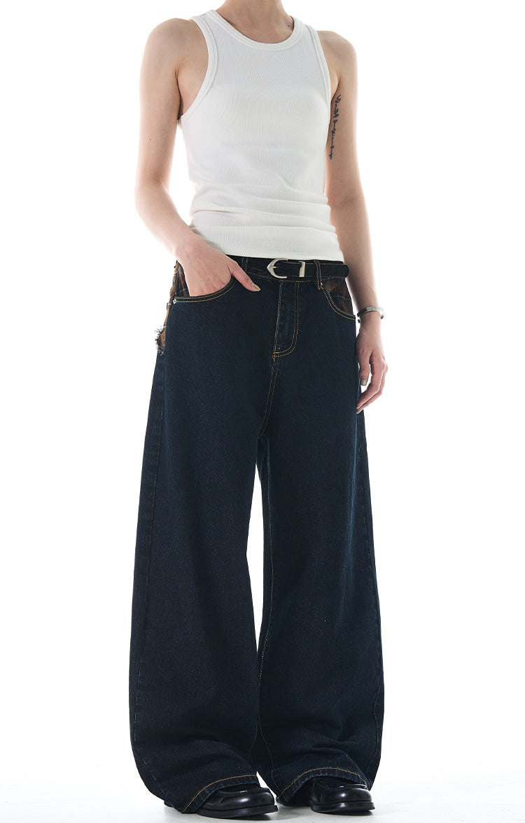 MADWITCH PATCHWORK STRAIGHT-LEG JEANS #G6651