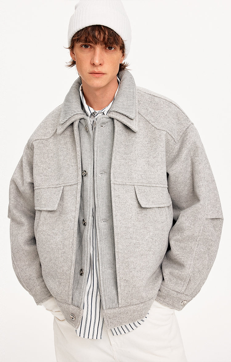 MADWITCH FAUX LAYER DOUBLE COLLAR JACKET #180956