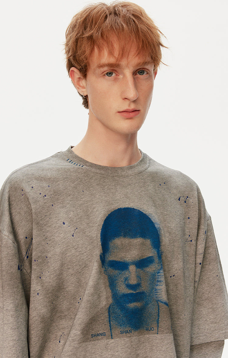 MADWITCH DISTRESSED FAUX LAYER TEE #T631