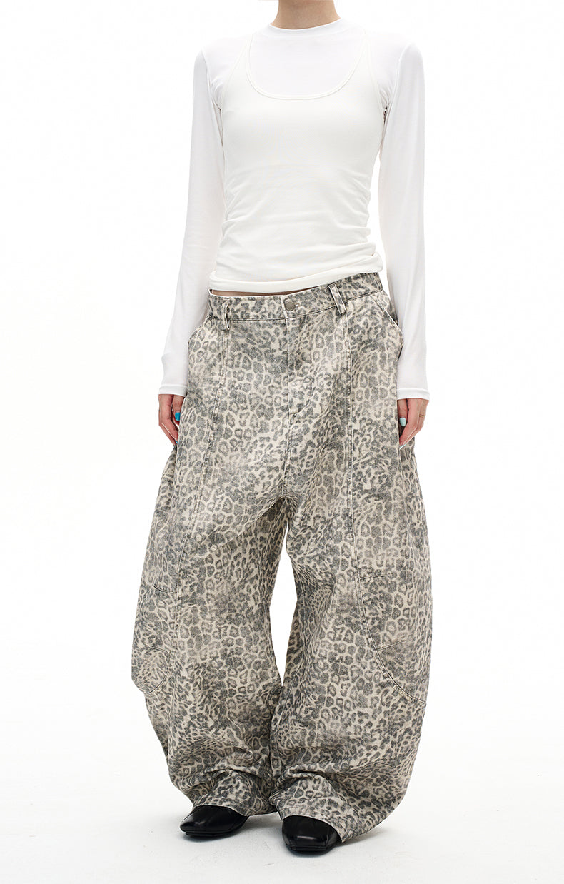 MADWITCH VINTAGE LEOPARD WIDE JEANS #A616