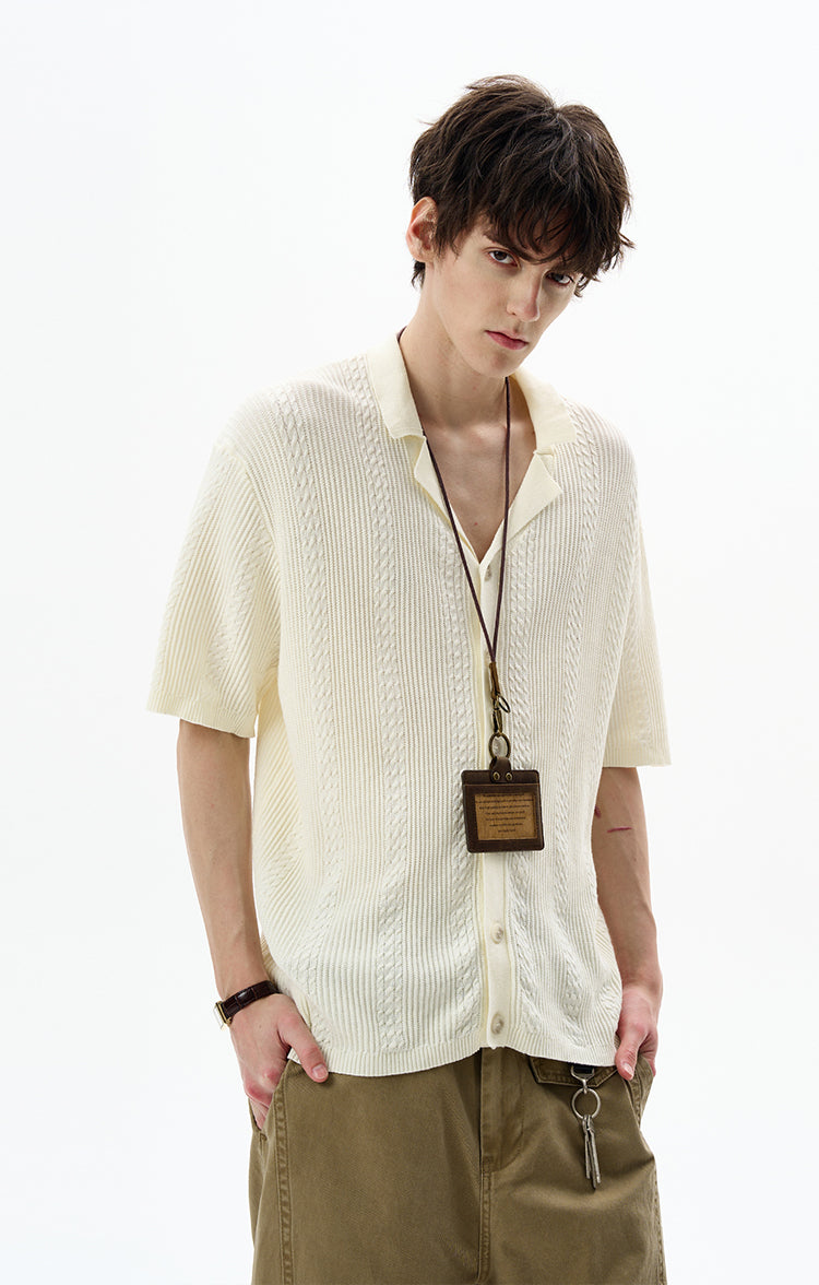 MADWITCH OLD MONEY CABLE KNIT SHIRT #68827