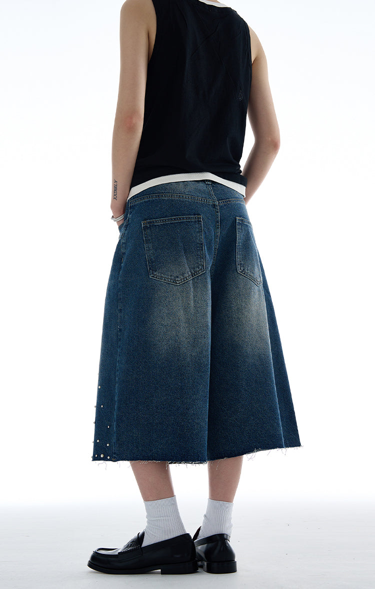 MADWITCH PEARL TEXTURED CROPPED DENIM JEANS #D1687