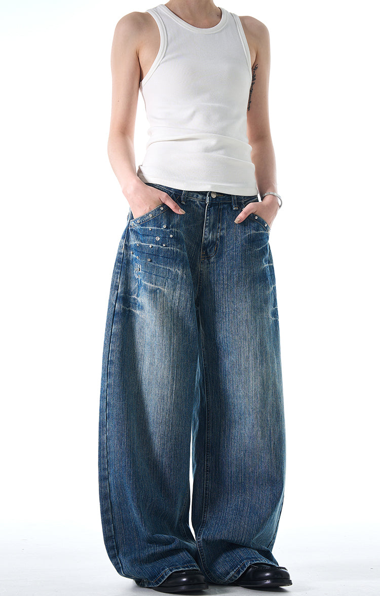 MADWITCH STUDDED VINTAGE JEANS #FX069