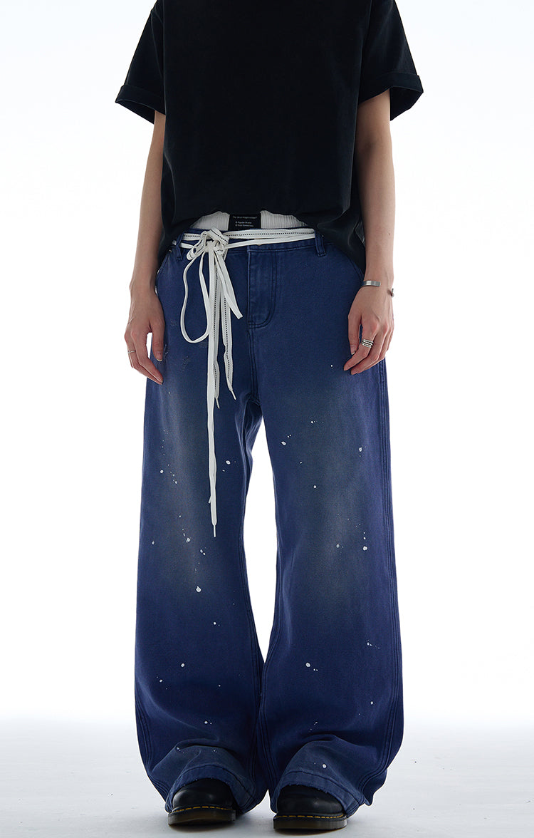 MADWITCH VINTAGE SPLATTERED DENIM JEANS #G6671