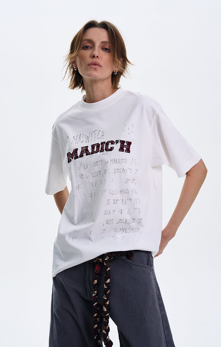 MADWITCH ORIGINAL LETTER PRINT T-SHIRT #MD4116