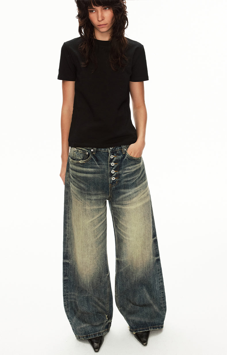 MADWIT DISTRESSED WIDE JEANS #GD006