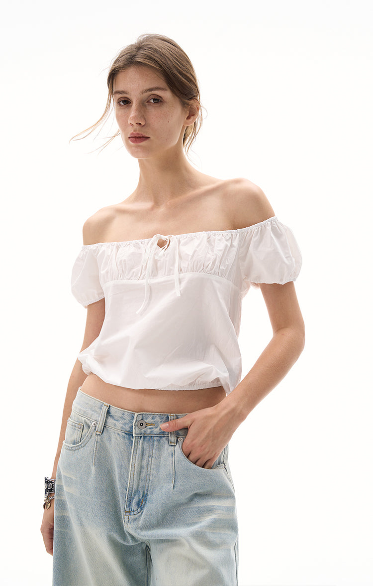 MADWITCH OFF-SHOULDER PUFF SLEEVE TEE #TC82N