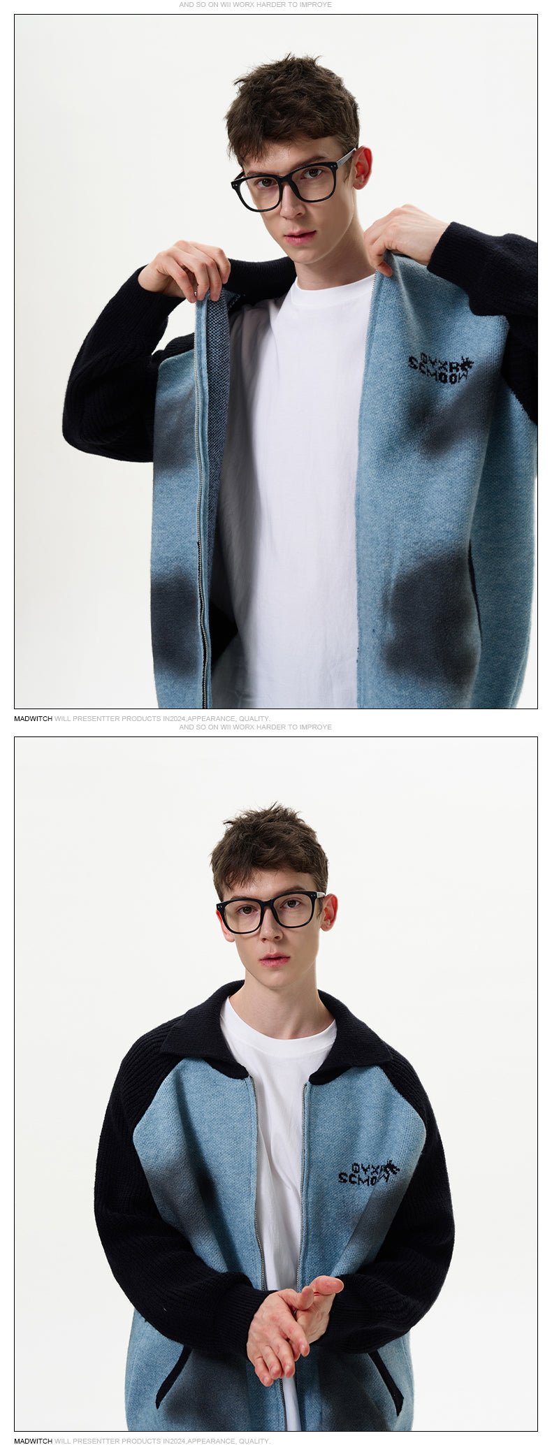 MADWITCH COLOR-BLOCKED SWEATER JACKET #M390