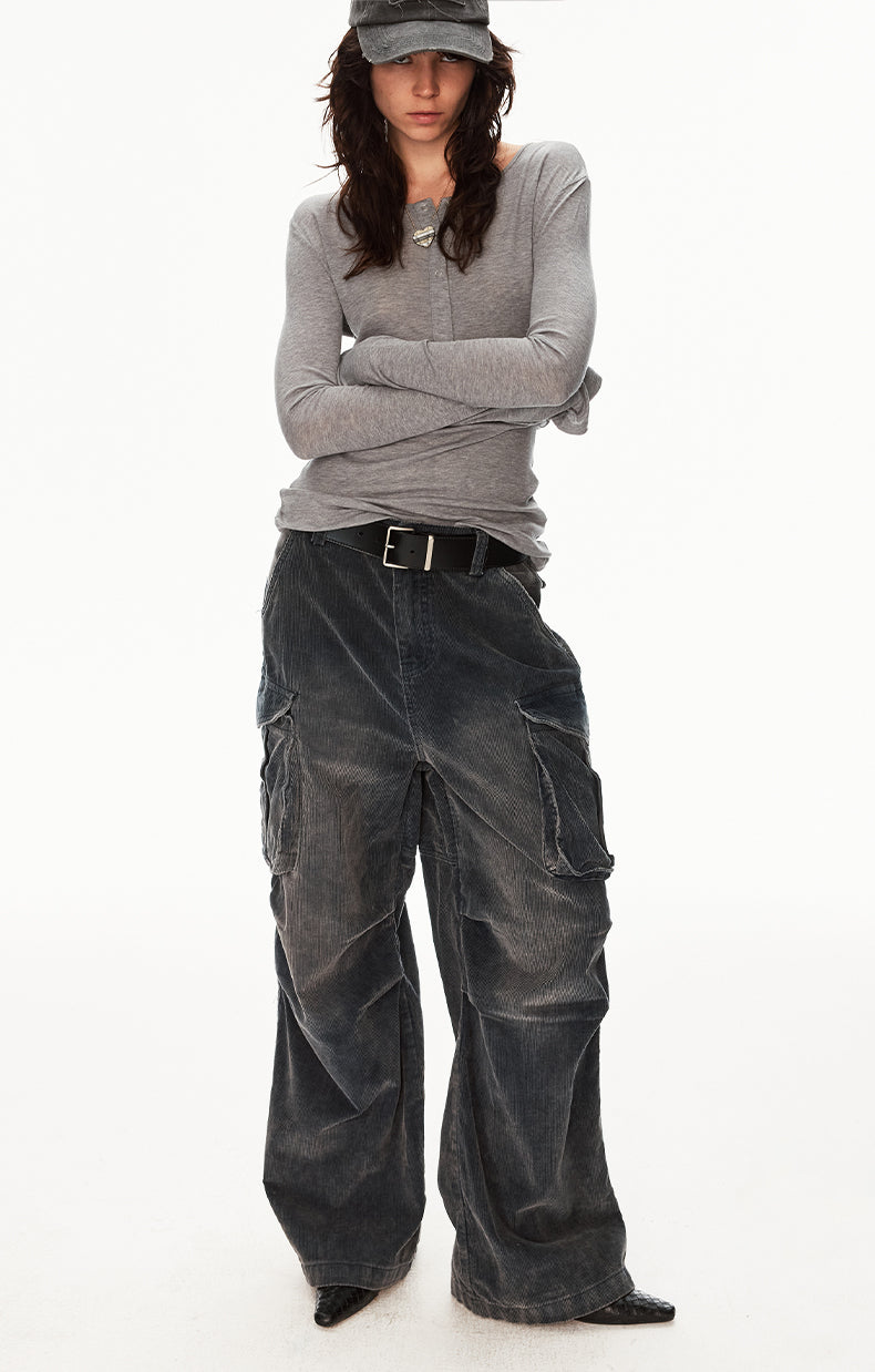 MADWIT DISTRESSED CORDUROY PANTS #Z041