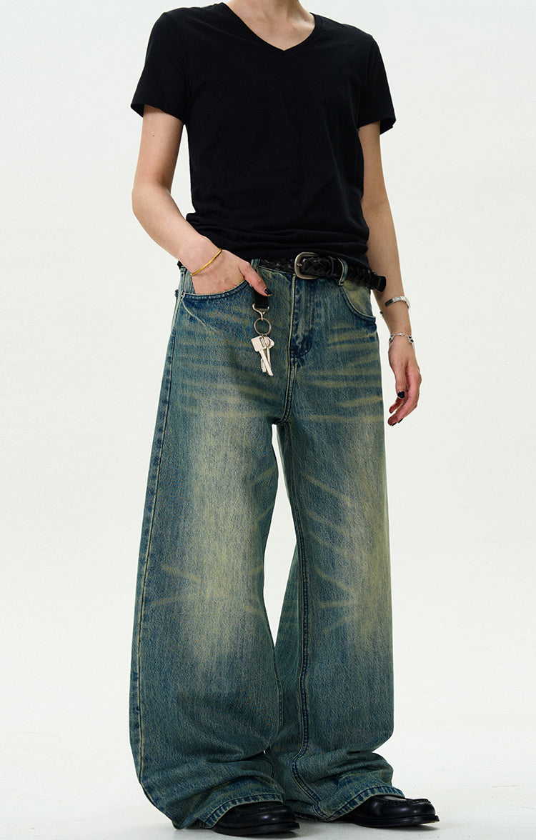 MADWITCH STRAIGHT LEG WIDE-LEG DENIM PANTS #G6621