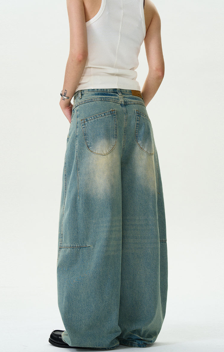 MADWITCH WASHED BAGGY DENIM PANTS #D1675