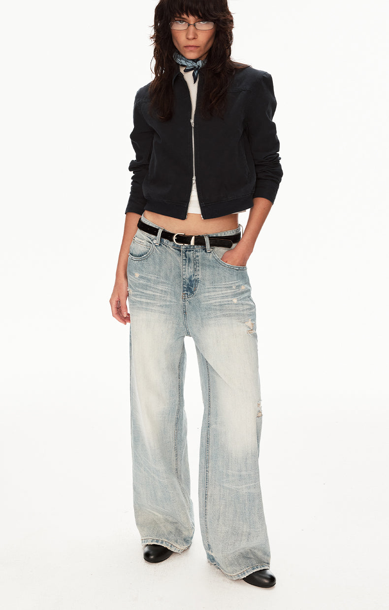 MADWIT DISTRESSED FADED JEANS #WH0A125