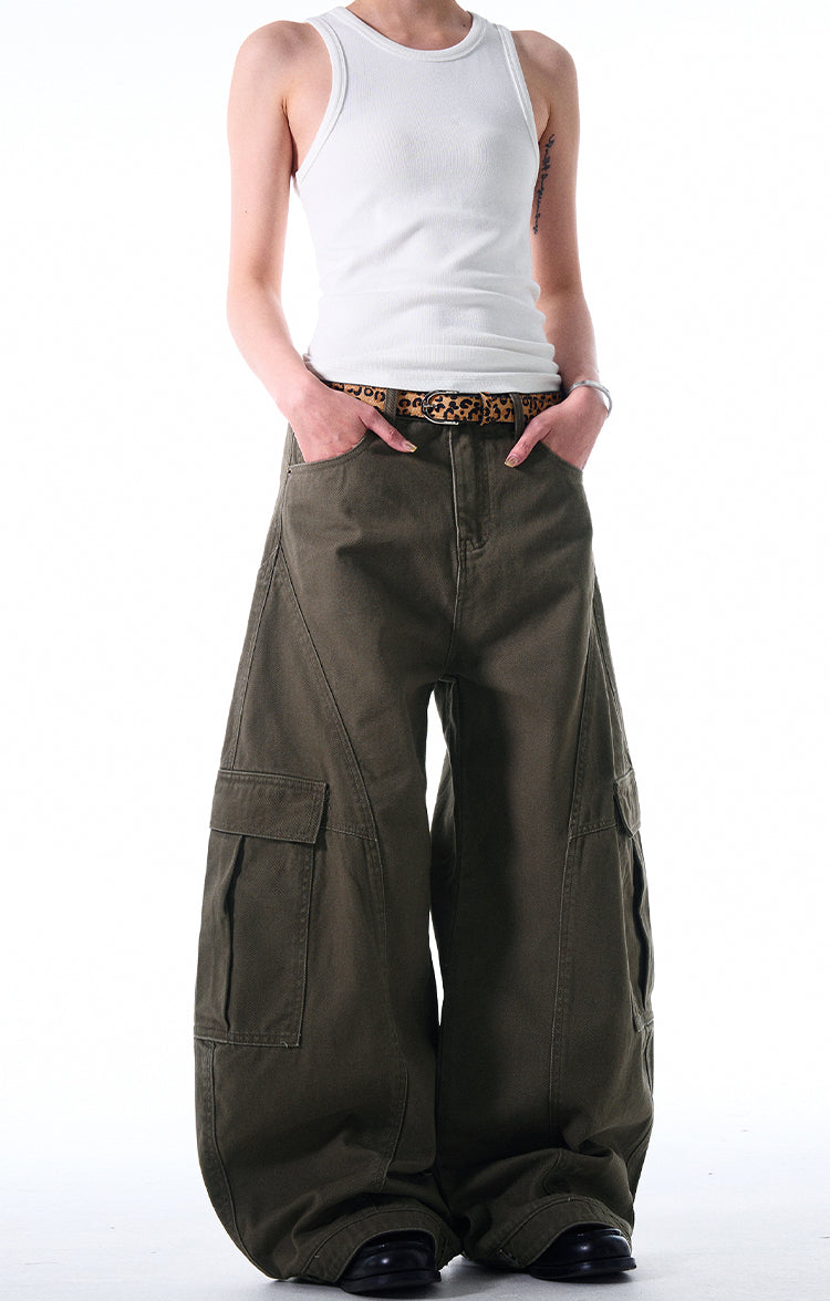 MADWITCH DECONSTRUCTED WIDE-LEG CARGO PANTS #DR6302