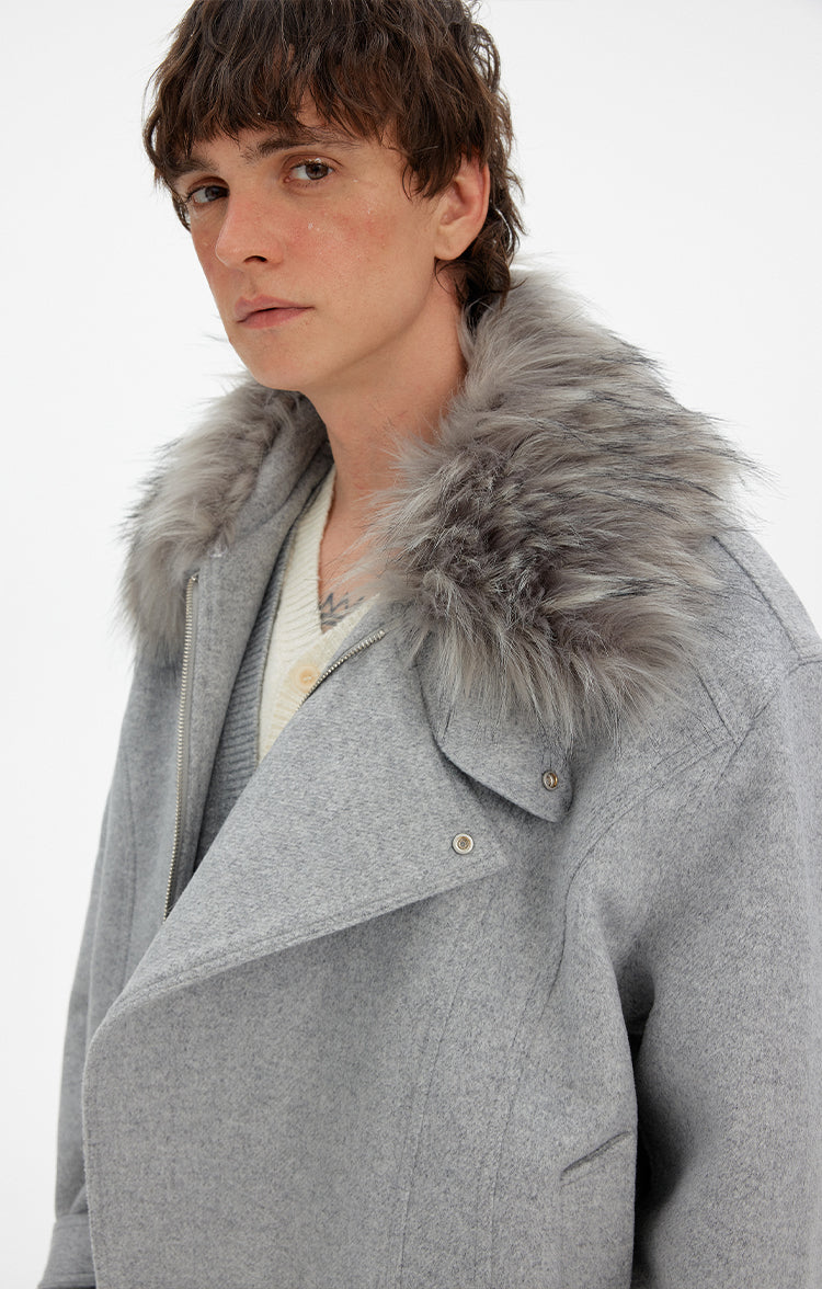 MADWITCH DECONSTRUCTED FUR COLLAR PARKA #990922