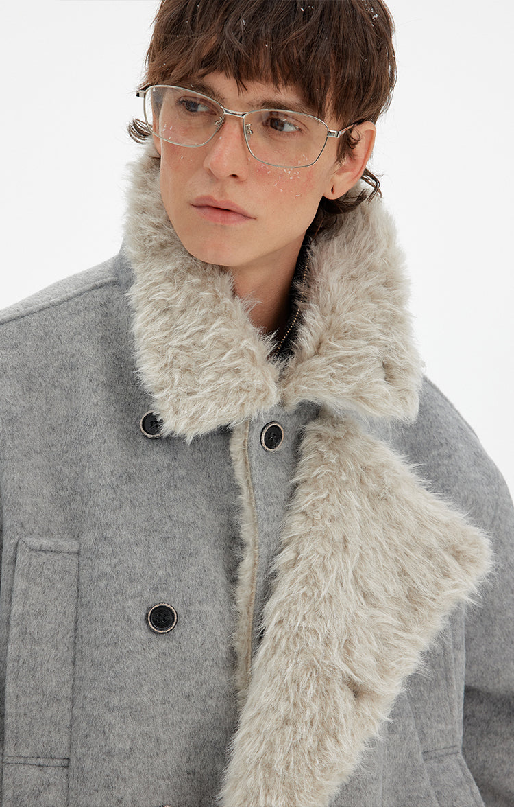 MADWITCH RETRO DOUBLE-BREASTED FUR PARKA #880560