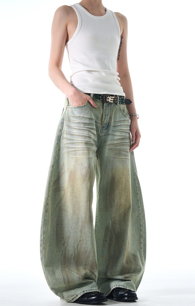 MADWITCH POST-APOCALYPTIC STYLE WIDE-LEG JEANS #FX065