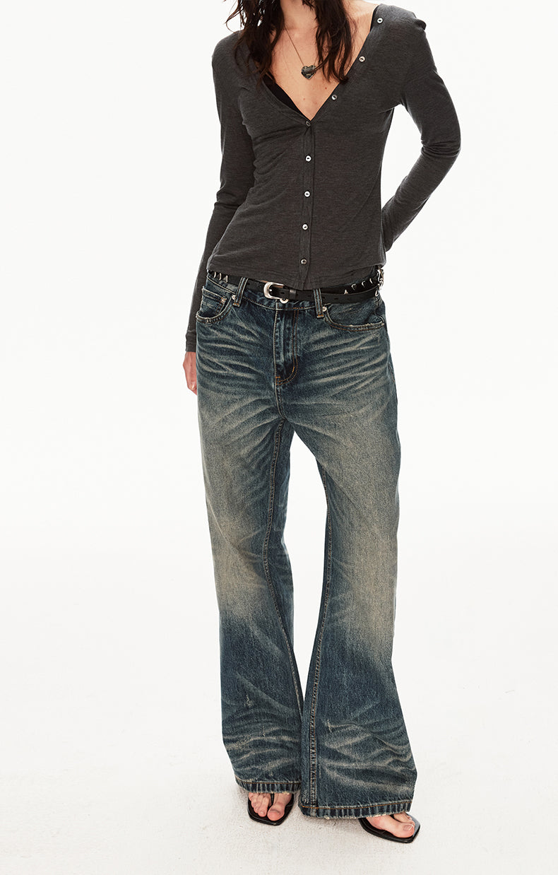 MADWIT WASHED STRAIGHT JEANS #GD003