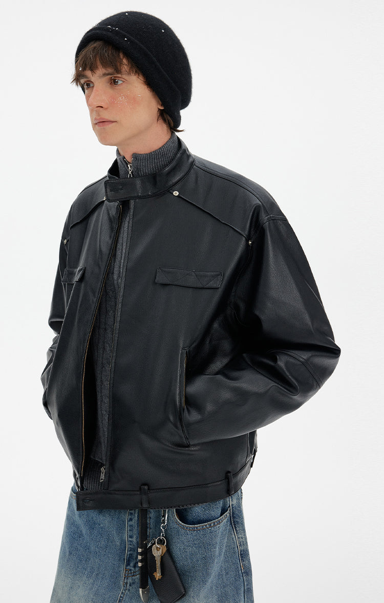 MADWITCH DECONSTRUCTED PU BIKER DOWN JACKET #YR001